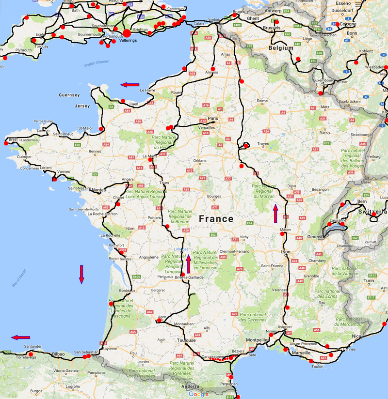 France Belgium Route Map