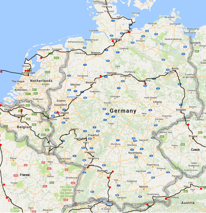 Germany Netherlands Route Map