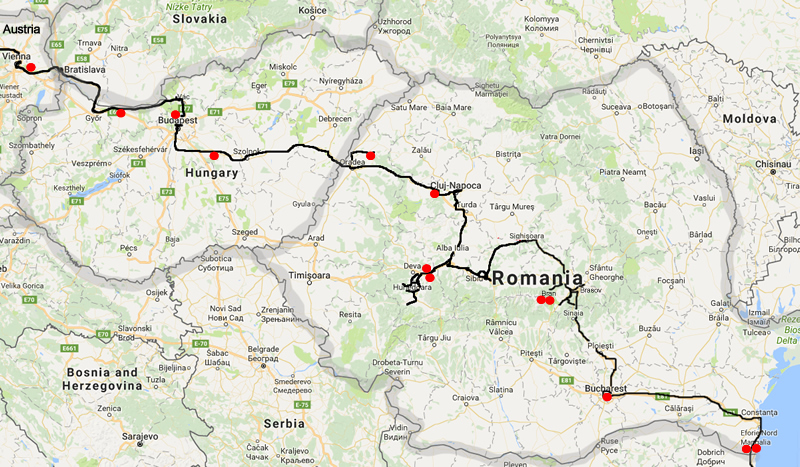 Romania Hungary Route Map